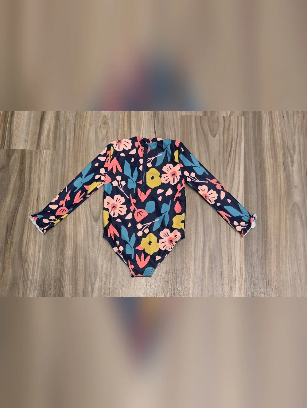 Simple Joys by Carter’s Girls Floral Rash Guard Swimsuit 2T One Piece Navy